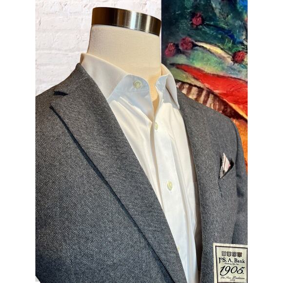 Jos A Bank 1905 41R Slim Charcoal Gray Twill Blazer Sport Suit Jacket - Picture 5 of 16